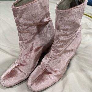 Free People Women’s Pink Velvet Ankle Boots - Stylish Sock Boot